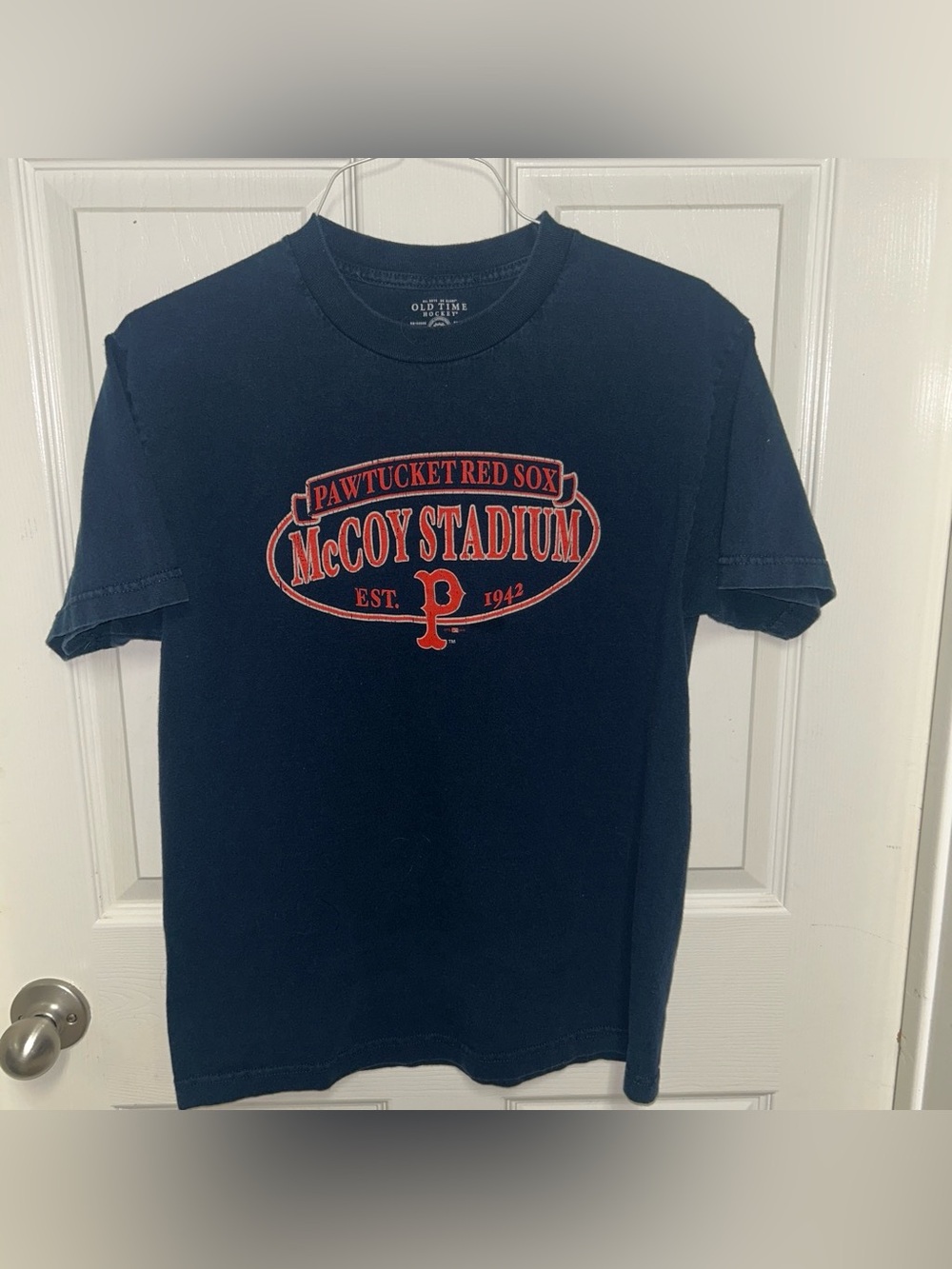 Vintage Old Time Hockey Pawtucket Red Sox McCoy Stadium T-Shirt Navy Blue Medium